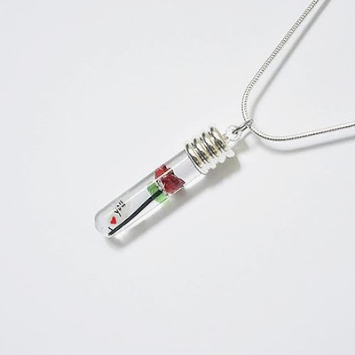 Personalized Name on Rice Necklace: Miniature Handmade Rose in a Charm