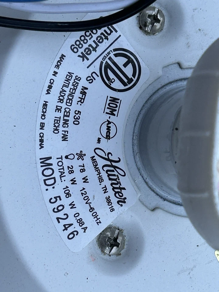 Hunter 59246 Replacement Fan Motor ONLY For Dempsey 44" 3Speed Quiet Ceiling Fan - Image 4 of 4