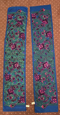 2 IDENTICAL Berkshire Scarves Floral Polyester Italy Purple Green Blue 11 x 54