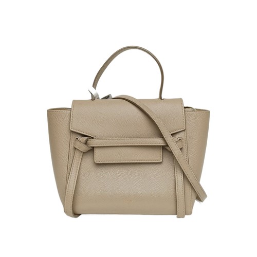 CELINE Belt Nano 20cm Khaki Calfskin Shoulder Bag