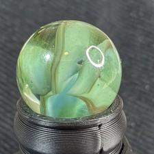 Vintage Vitro Hybrid Marble Pastel Cats Eye .61" Green Brown Glow Full Bloom