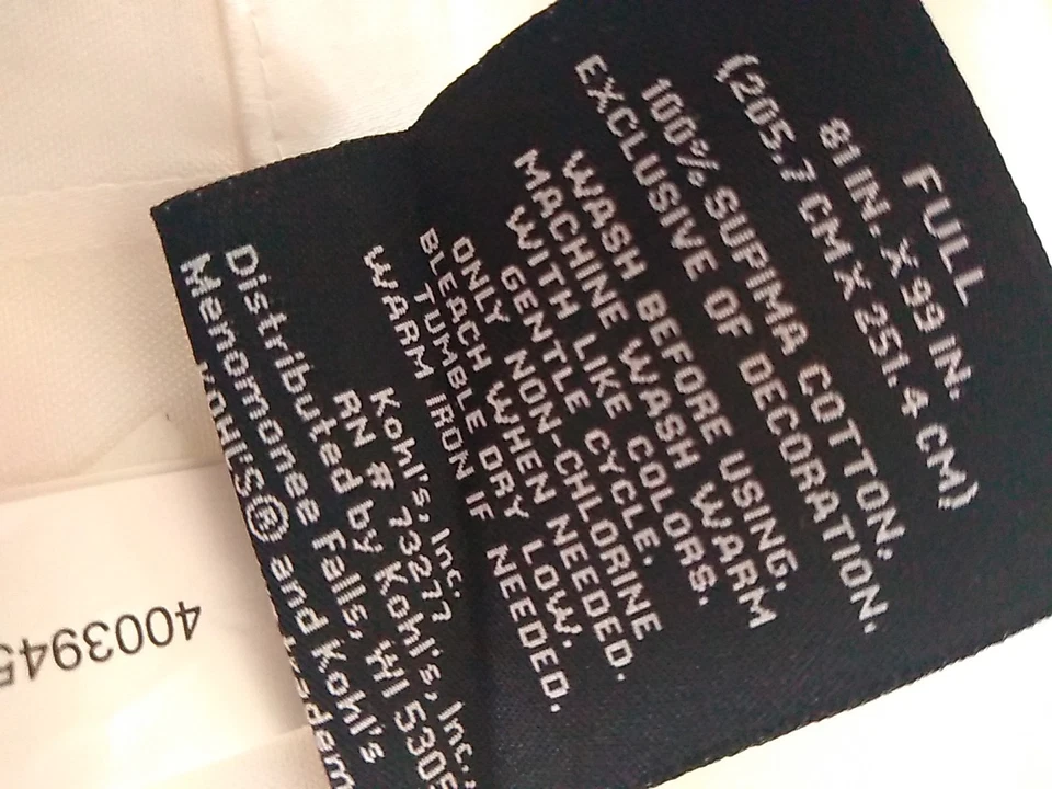 Sábana plana tamaño completo Simply Vera de Vera Wang rayas blancas 81 X 99" SUPIMA Foto 2 de 4