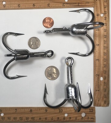 1pc Weighted 10/0 stainless steel big game treble hook bunker snag gaff |  eBay