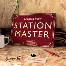 STATION MASTER Metal Sign Bedroom Man Cave Railway Vintage Wall Plaque Model Tin
