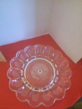 Vintage 11" Clear Hobnail Indiana Glass Deviled Egg Platter Plate Holds 15 Eggs