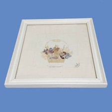 Vintage Framed Pressed Flowers Dried Basket W...