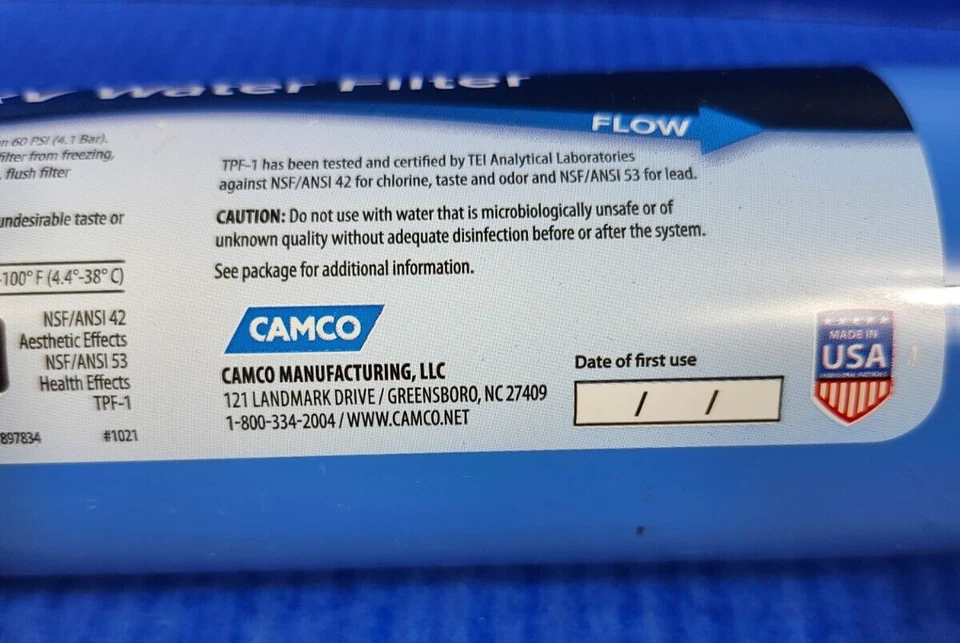 Camco RV Camper Water Filter Taste Pure KDF Carbon Marine Filter New Sealed - Image 2 of 4