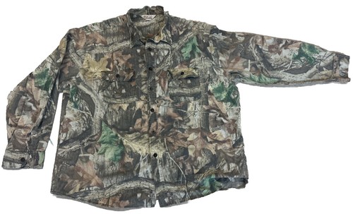 Vtg Walls Camo Button Up Shirt Mens Size L/XL Hunting Realtree Advantage Timber - Picture 1 of 8