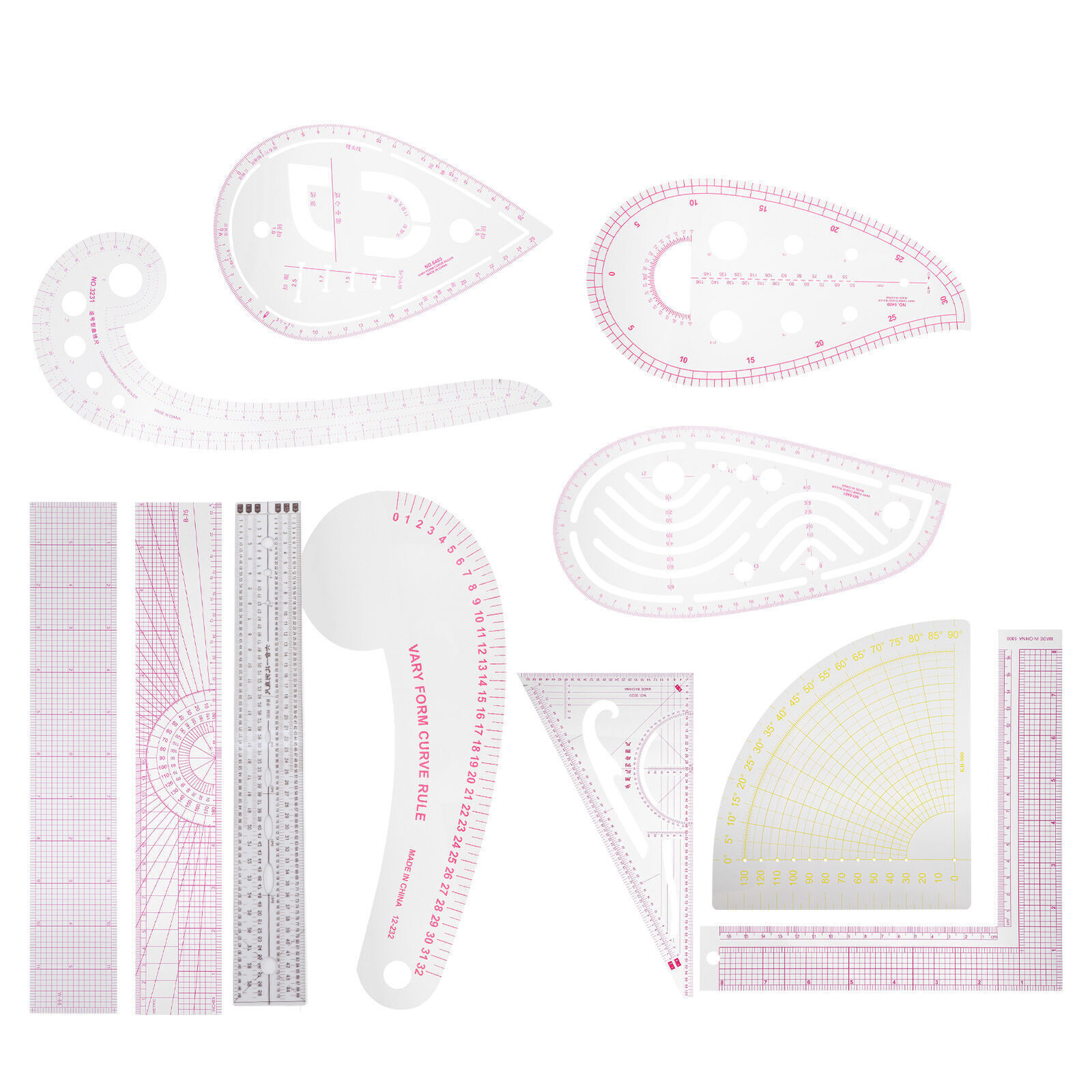 Multi-Functional Sewing Ruler Set DIY Measure Ruler for Sewing