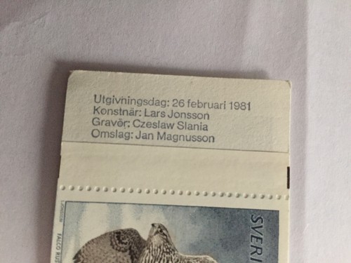 Markenheft SCHWEDEN 1981-Gerfalke - Michel-Nr.: 1140 - Jaktfalk - C. Slania - MH - Picture 4 of 4