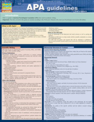 Apa Guidelines (Quick Study Academic) - Cards By BarCharts, Inc. - GOOD