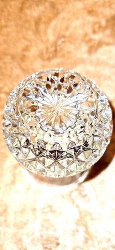 Lead Crystal Vase Diamond Pattern Scalloped Ball 5.75" Heavy Vintage 9oz. - Picture 10 of 12