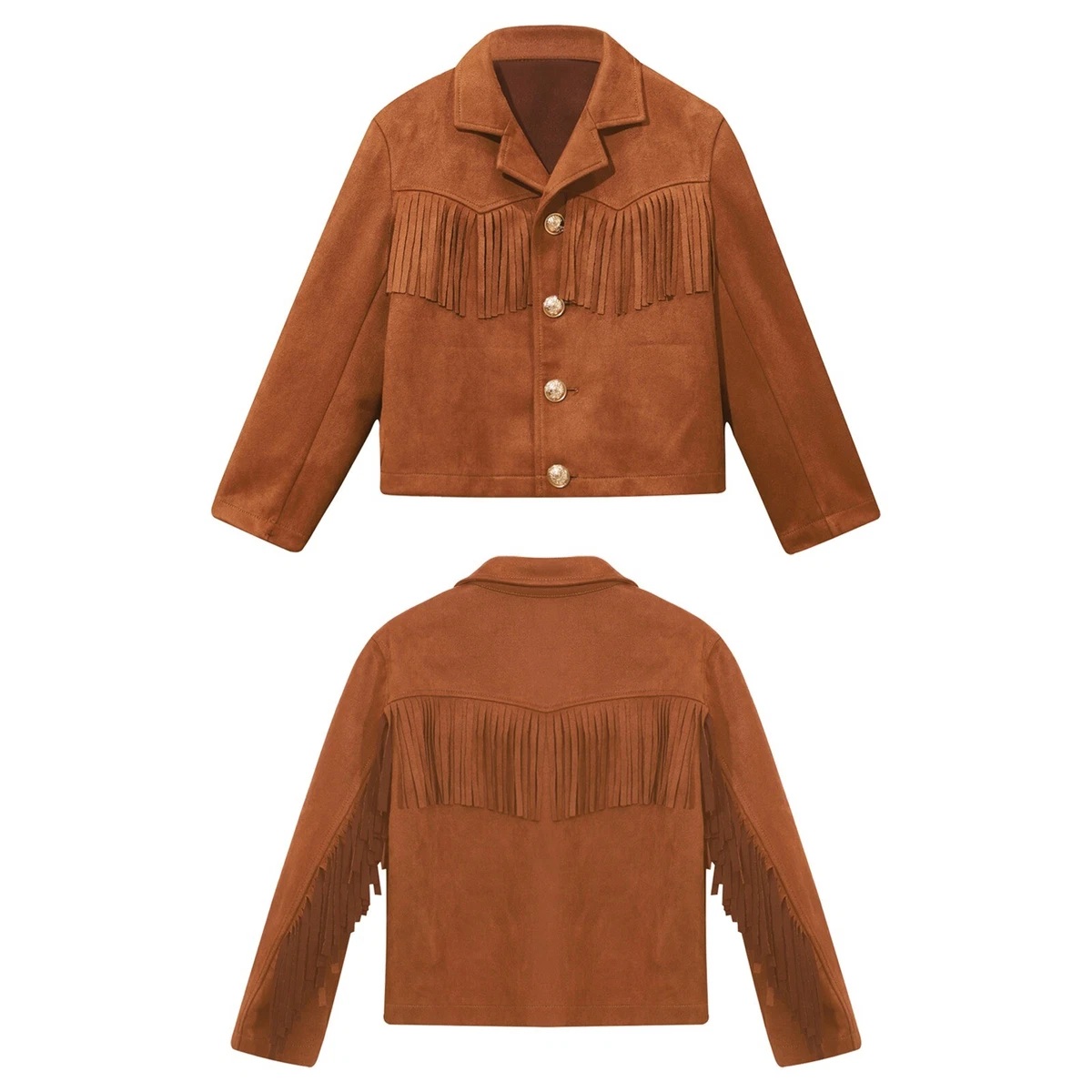 Kid Girl Lapel Collar Button Design Long-sleeve Solid Tiered Dress