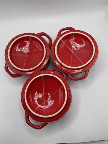 Parini Brand Round SET OF 3 MINI COCOTTES Pot w/Lid Ceramic Oven Proof Non Stick - Picture 4 of 4