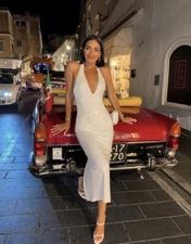 ZARA NWT $109 WOMAN SS24 MIRRORS HALTER MIDI DRESS SILVER | 4772/302