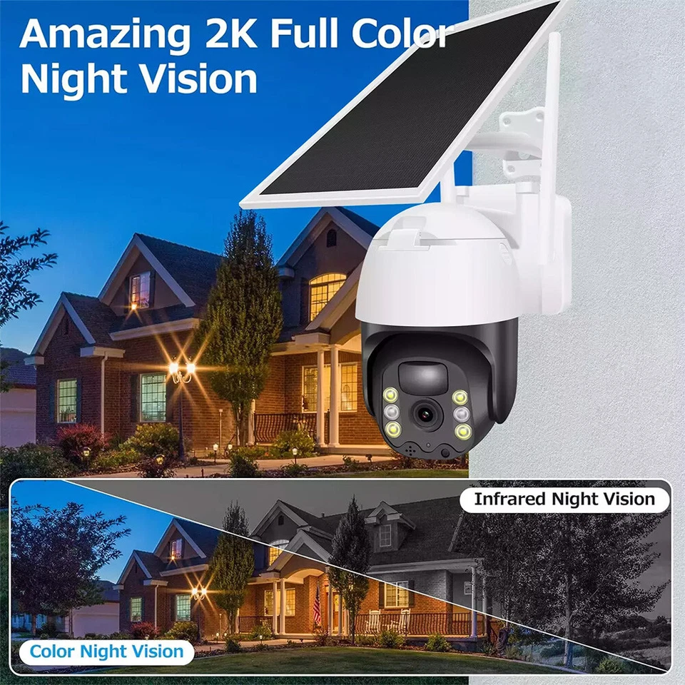 WiFi6 Solar Battery Powered Wireless Security Camera Sys Outdoor 3MP PTZ 4 PACK - Image 4 of 4