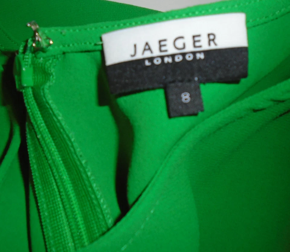 Blusa de crepé Jaeger London Peplum verde brillante sin mangas talla 8 en muy buena condición Foto 2 de 4