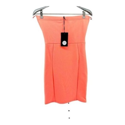 Boohoo NWT Women's US 4 Orange Strapless Tube Dress Mini Bodycon Club Party  | eBay