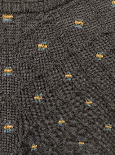 Tricots St. Raphael Sweater Mens Large Pure New Wool Navy Blue Geometric Uruguay - Picture 5 of 5