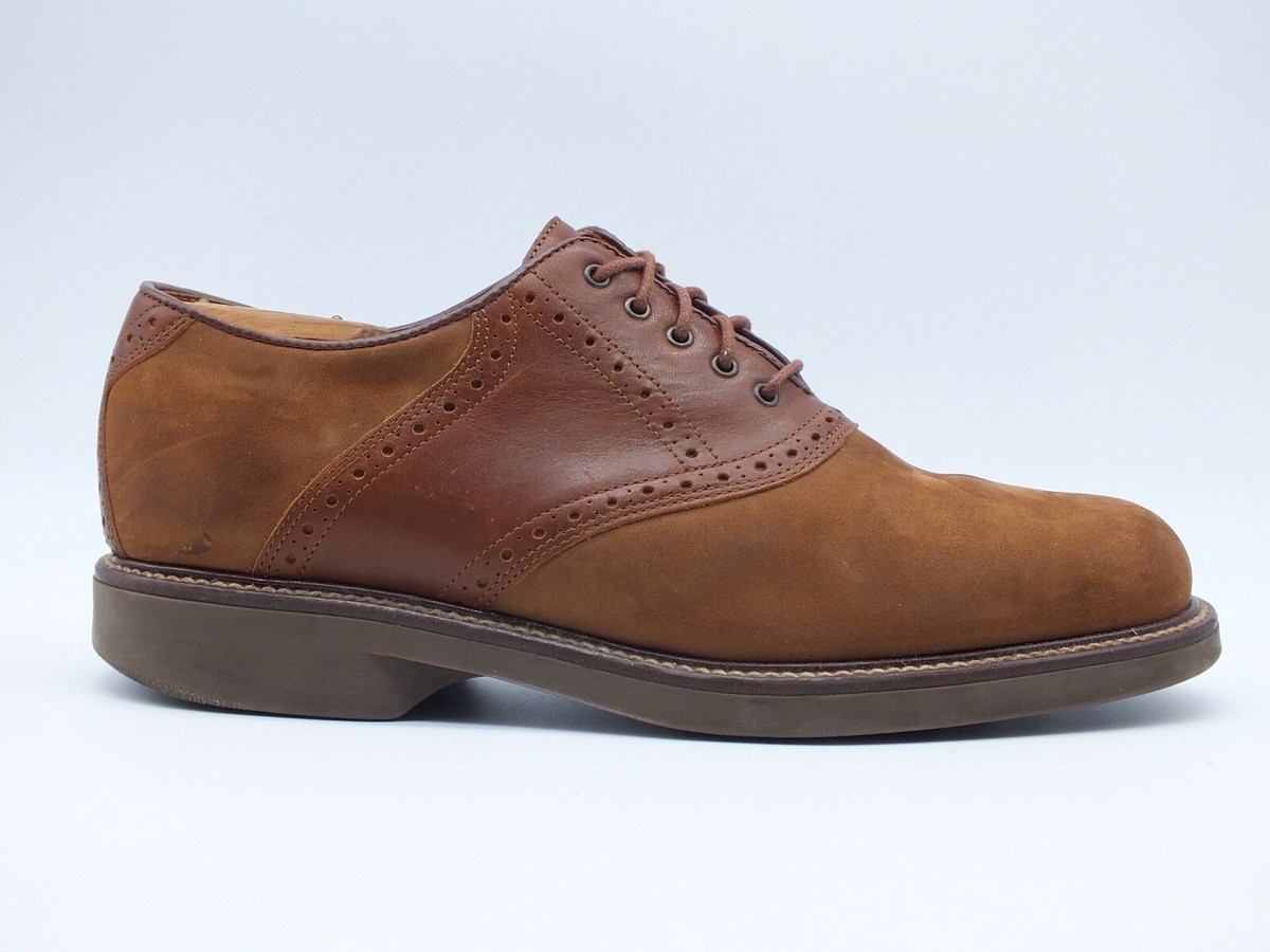 Johnston and Murphy Lace Up Two Tone Brown Nubuck Saddle 