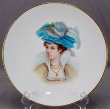 19th Century Paris Hand Painted Signed Georges Poitevin Renaissance Lady Plate A
