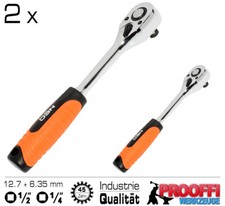 2 x Umschalt Knarre Ratschen Schlüssel Industrie Ratsche 1/4" + 1/2" NEO 504+521
