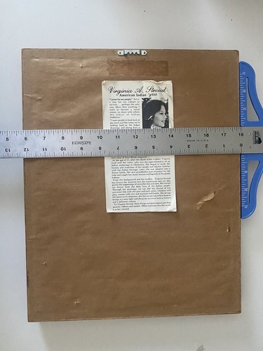 Vintage Virginia Stroud Kunst 1984 Indianer gerahmt mattiert signiert Neuanfang - Bild 13 von 18