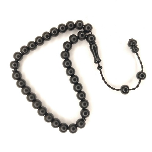 Black German Fiber Prayer Beads Round Siyah Alman Tesbih Tasbih Misbaha 741 - Picture 5 of 15