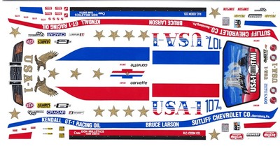 Bruce Larson USA-1 Corvette 1/24th - 1/25th Scale Waterslide Decals