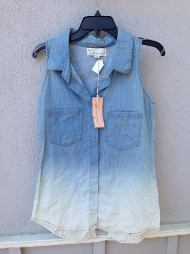 $57 NWT Vintage Havana Jean Sleeveless Button Down Shirts Size M - 第 1/2 張圖片