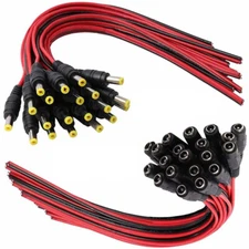 Jack Plug Connector Cable 5.5x2.1mm Male + Female DC Power Socket Wire 12V Lot