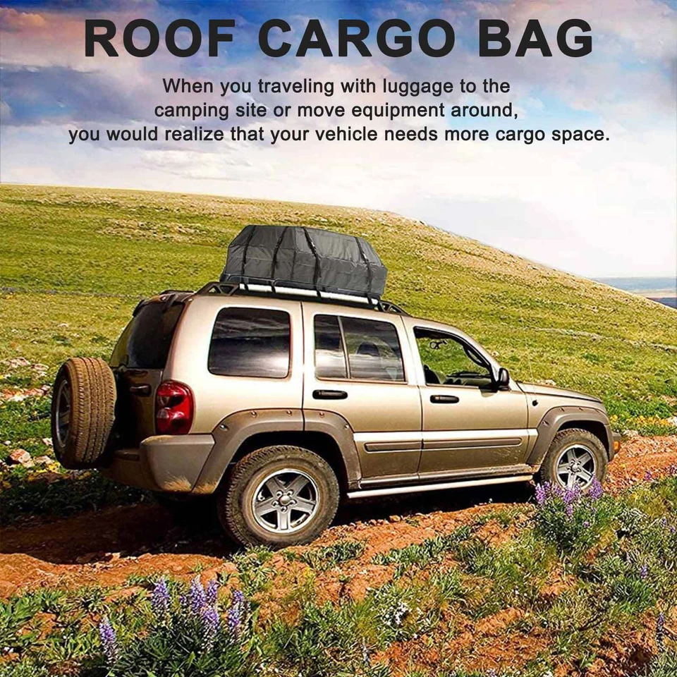 Waterproof Car Roof Top Rack Carrier Cargo Bag Luggage Cube Bag w/ Non-Slip - Image 4 of 4