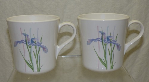 3 Corelle Impressions Shadow Iris Mugs Cups Purple Flower Vtg Corning Ware USA - Picture 3 of 9