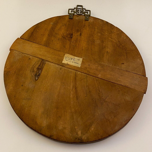 Antigua placa de pared china con incrustaciones de piedra sobre madera 10" pareja de cortejo - Imagen 4 de 6