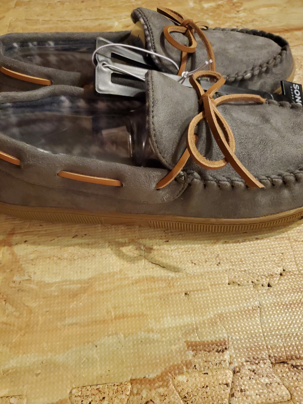 Men's Sonoma Trapper Moccasin Slippers M 89 Gray Cozy Fleece New with