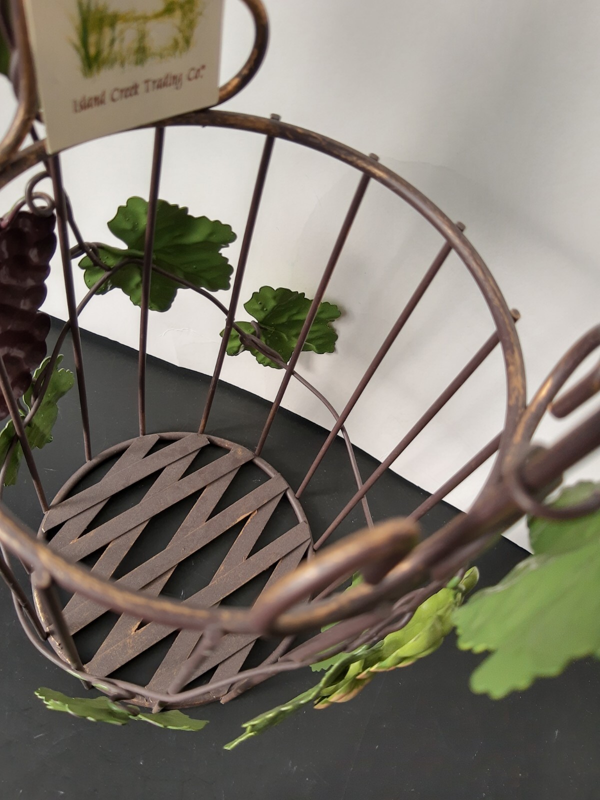Wire Wine Holder Basket NEW Grape Leaf Design ISLAND CREEK TRADING CO. eBay