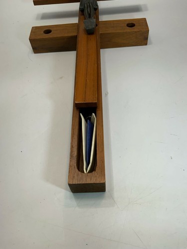 Crucifijo de madera llamada enferma últimos ritos velas contenedor de agua bendita instrucciones - Imagen 4 de 10