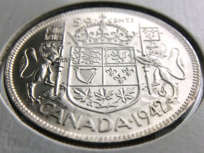 1942 Canada 50 Cents Wide Date WD Half Dollar Uncirculated George