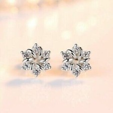 1.50Ct Lab-Created Diamond Push Back Flower Stud Earring's 14K White Gold Finis