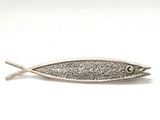 BEAU Silber Fische Brosche Anstecknadel Sterling Silver Fish Pin Brooch 1960er