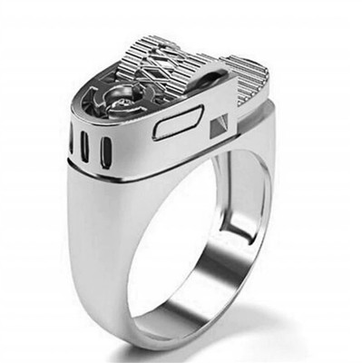 Fashion Trend Creative Personalized Lighter Shape Alloy Ring Jewelry Party Gifts
