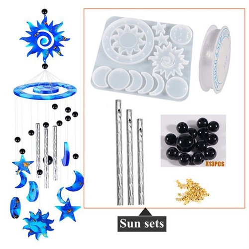 6 Styles Wind Chimes Silicone Resin Molds Kit Epoxy Casting Sun Catcher Moon - Picture 5 of 18