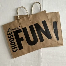 Carnival Cruise Line Logo Spellout Large Paper Reusable Shopping Bags - HTF