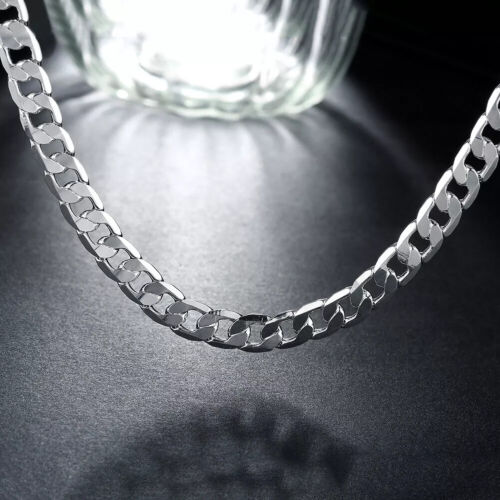 Nuova collana da uomo in argento sterling 925 larga 8 mm 16 ~ 24 pollici catena cordino cubano - Foto 15 di 24