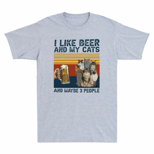 I Like Beer And My Cats And Maybe 3 People lustige Katzenkätzchen Meme Herren-T-Shirt - Bild 1 von 7