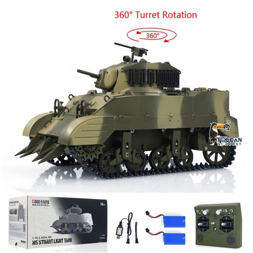 1/16 RC Tank USA M5A1 Stuart VI Remote Control RTR Light Tank Smoke 2 Battery - Picture 3 of 12