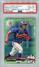 RONALD ACUNA 2017 Bowman Topps Holiday Green #/99 rare 1st yr rookie PSA 10 MVP!