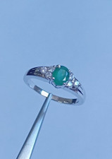 Natural Emerald Oval Gemstone Ring 925 Sterling Silver Wedding Handmade Jewelry