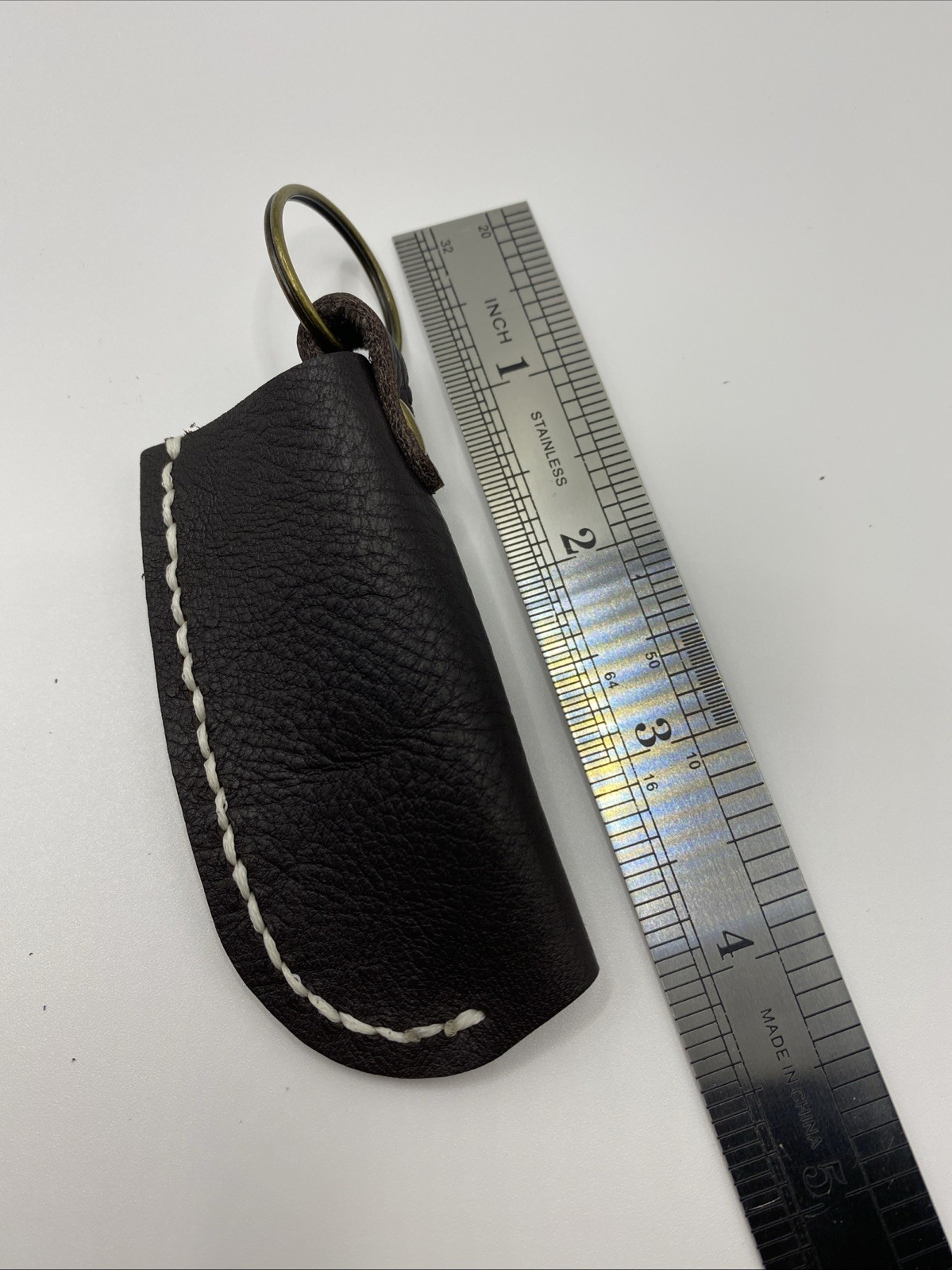 For Bic Lighter, Full Grain Leather Keychain Case Holder Brown Handmade USA