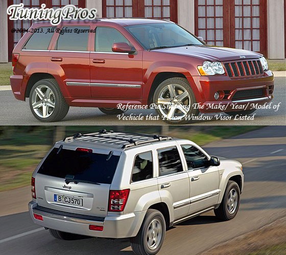 Smoke Curvy Style Window Visors Deflector - 4 Piece Set For 2005-2010 Jeep Grand Cherokee